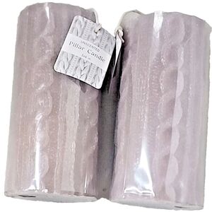 Knitted Wool Style Design Light Purplish Unscented Pillar Candles